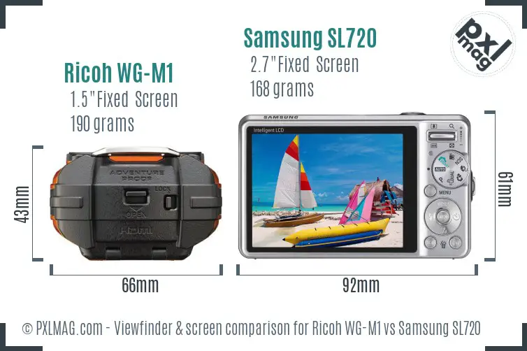 Ricoh WG-M1 vs Samsung SL720 Screen and Viewfinder comparison