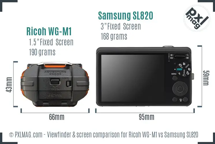 Ricoh WG-M1 vs Samsung SL820 Screen and Viewfinder comparison