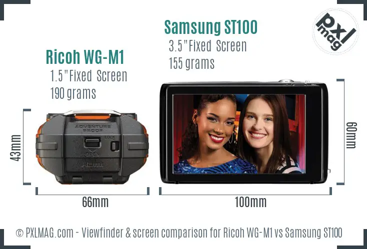 Ricoh WG-M1 vs Samsung ST100 Screen and Viewfinder comparison