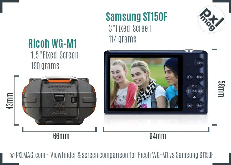 Ricoh WG-M1 vs Samsung ST150F Screen and Viewfinder comparison