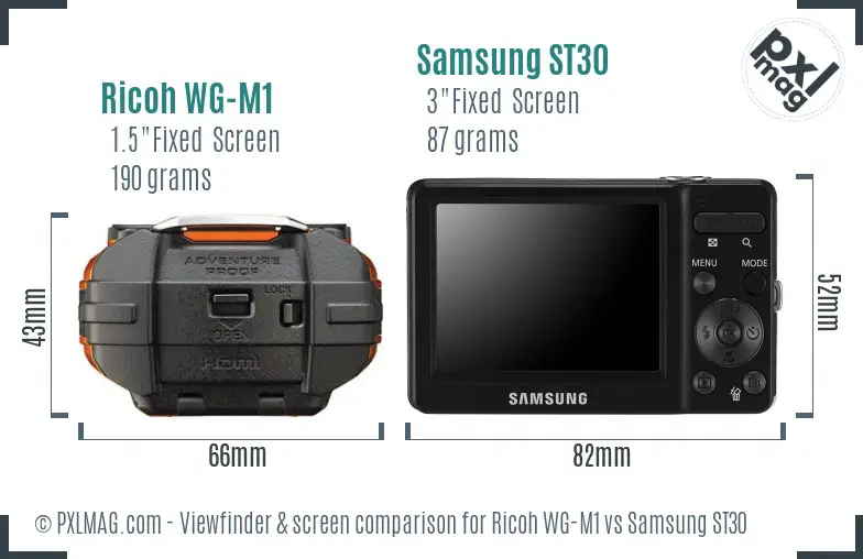 Ricoh WG-M1 vs Samsung ST30 Screen and Viewfinder comparison