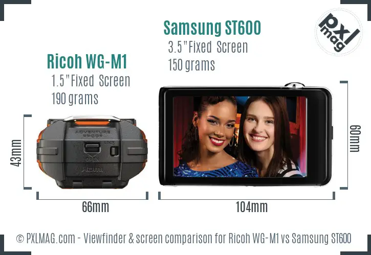 Ricoh WG-M1 vs Samsung ST600 Screen and Viewfinder comparison