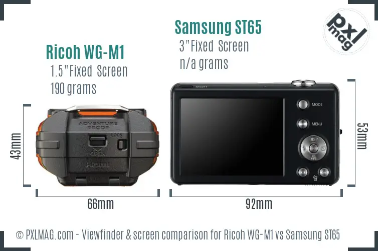 Ricoh WG-M1 vs Samsung ST65 Screen and Viewfinder comparison