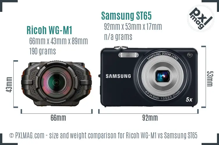 Ricoh WG-M1 vs Samsung ST65 size comparison