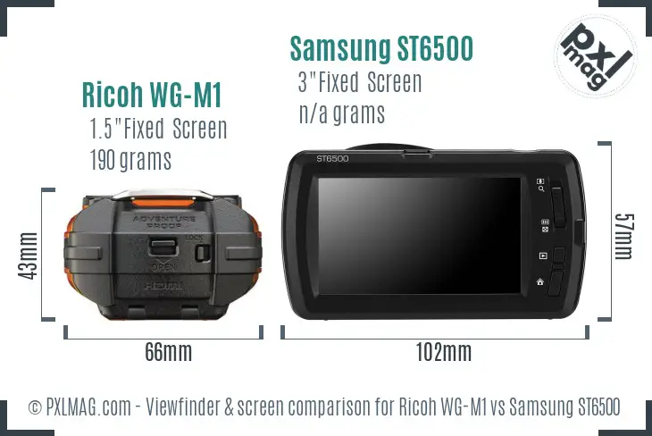Ricoh WG-M1 vs Samsung ST6500 Screen and Viewfinder comparison
