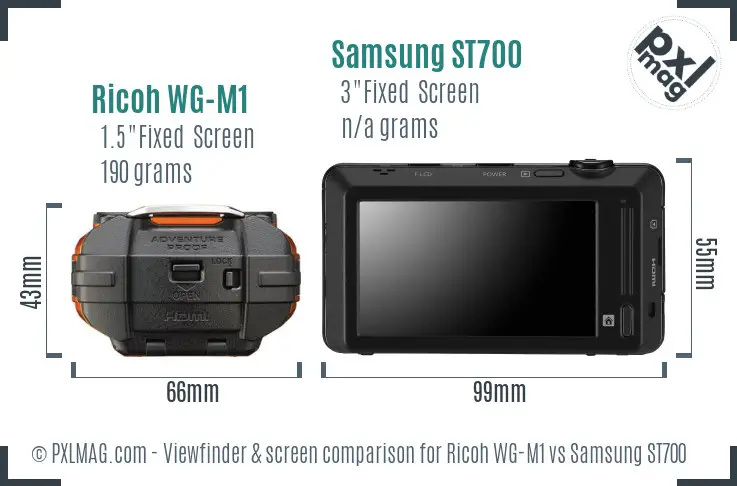 Ricoh WG-M1 vs Samsung ST700 Screen and Viewfinder comparison