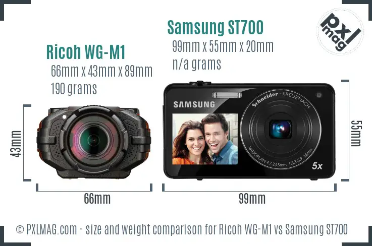 Ricoh WG-M1 vs Samsung ST700 size comparison