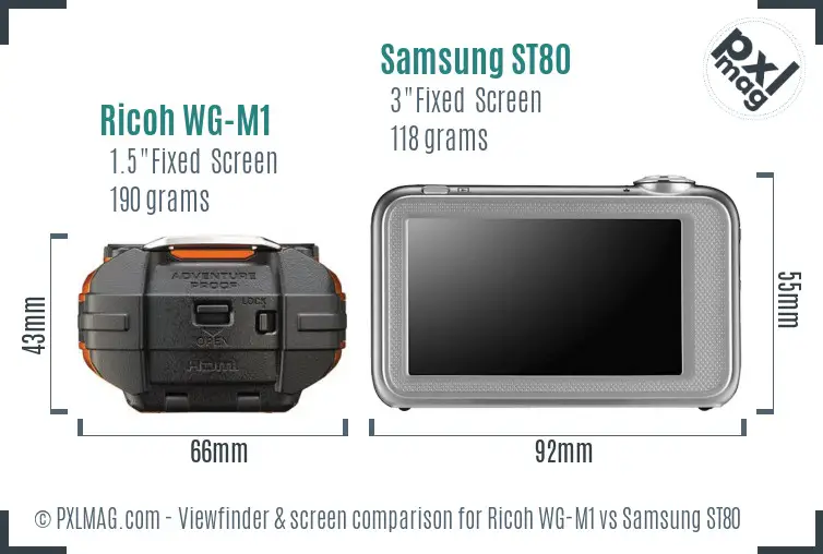 Ricoh WG-M1 vs Samsung ST80 Screen and Viewfinder comparison