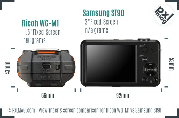 Ricoh WG-M1 vs Samsung ST90 Screen and Viewfinder comparison
