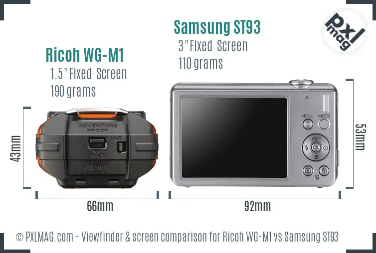 Ricoh WG-M1 vs Samsung ST93 Screen and Viewfinder comparison