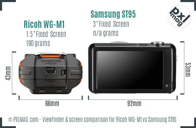 Ricoh WG-M1 vs Samsung ST95 Screen and Viewfinder comparison