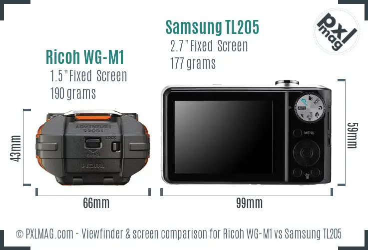 Ricoh WG-M1 vs Samsung TL205 Screen and Viewfinder comparison