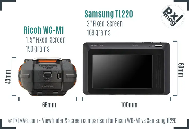 Ricoh WG-M1 vs Samsung TL220 Screen and Viewfinder comparison