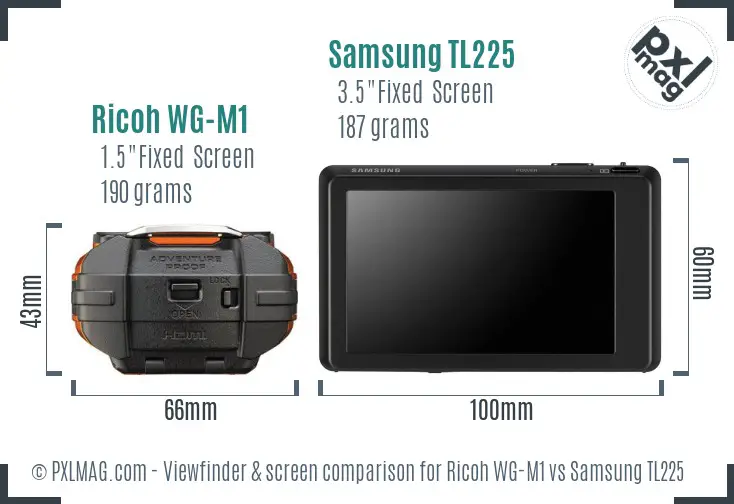 Ricoh WG-M1 vs Samsung TL225 Screen and Viewfinder comparison