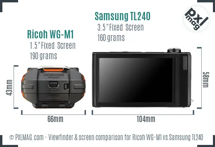 Ricoh WG-M1 vs Samsung TL240 Screen and Viewfinder comparison