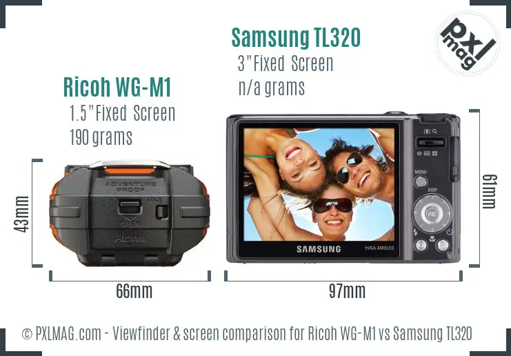 Ricoh WG-M1 vs Samsung TL320 Screen and Viewfinder comparison