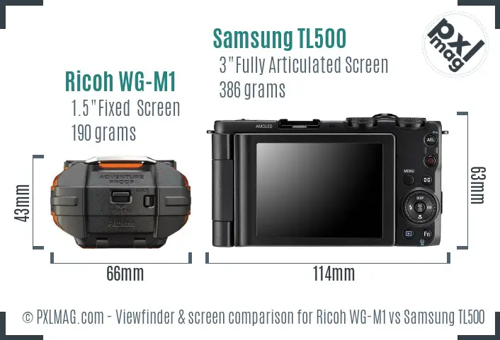 Ricoh WG-M1 vs Samsung TL500 Screen and Viewfinder comparison