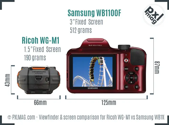 Ricoh WG-M1 vs Samsung WB1100F Screen and Viewfinder comparison