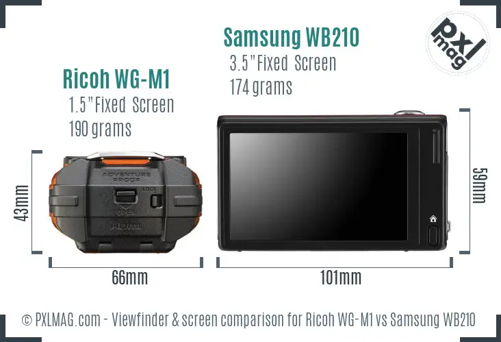 Ricoh WG-M1 vs Samsung WB210 Screen and Viewfinder comparison