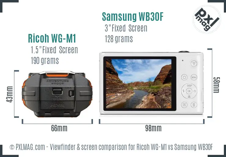 Ricoh WG-M1 vs Samsung WB30F Screen and Viewfinder comparison