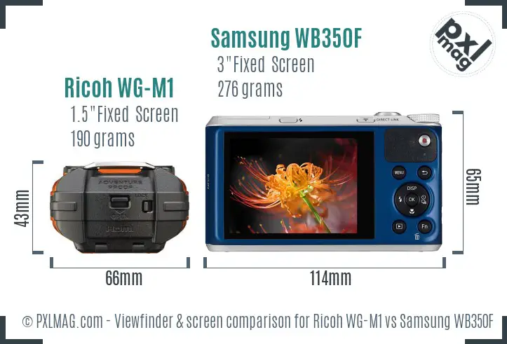 Ricoh WG-M1 vs Samsung WB350F Screen and Viewfinder comparison