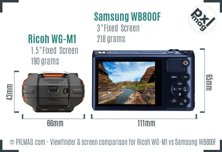 Ricoh WG-M1 vs Samsung WB800F Screen and Viewfinder comparison
