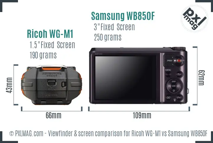 Ricoh WG-M1 vs Samsung WB850F Screen and Viewfinder comparison
