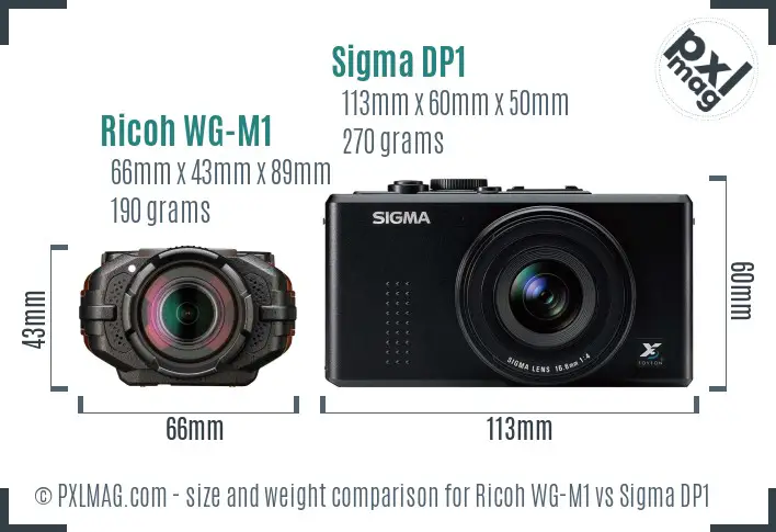 Ricoh WG-M1 vs Sigma DP1 size comparison