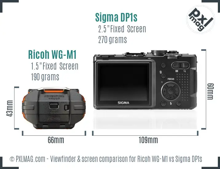 Ricoh WG-M1 vs Sigma DP1s Screen and Viewfinder comparison