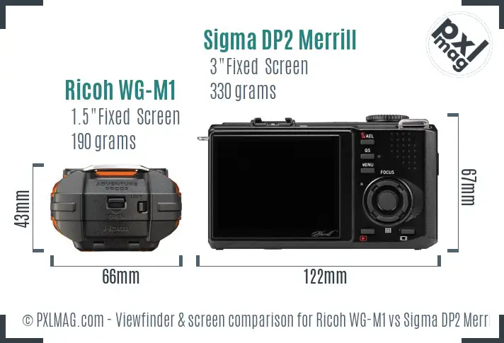 Ricoh WG-M1 vs Sigma DP2 Merrill Screen and Viewfinder comparison