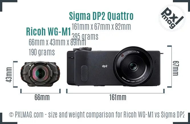 Ricoh WG-M1 vs Sigma DP2 Quattro size comparison
