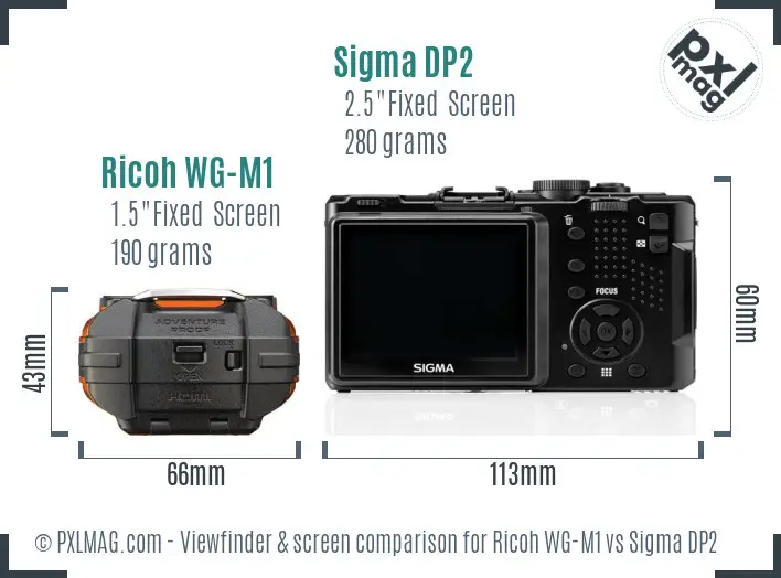 Ricoh WG-M1 vs Sigma DP2 Screen and Viewfinder comparison