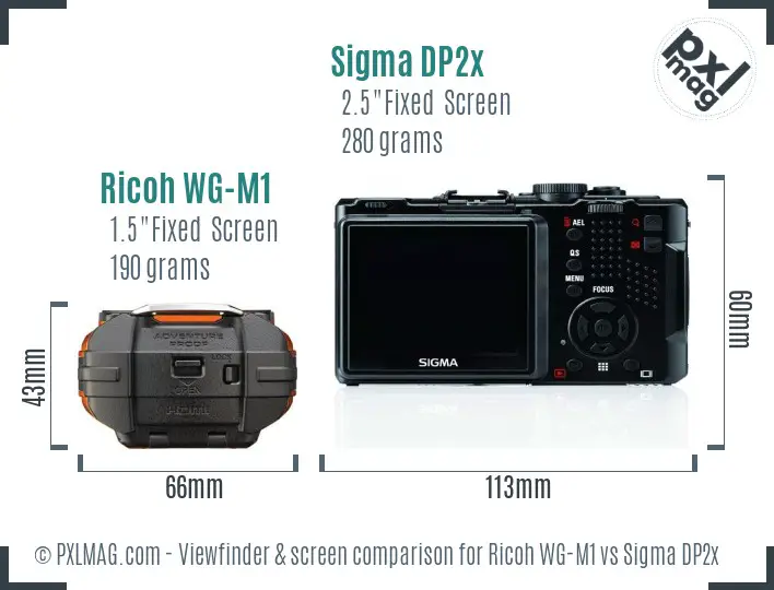 Ricoh WG-M1 vs Sigma DP2x Screen and Viewfinder comparison