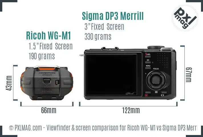 Ricoh WG-M1 vs Sigma DP3 Merrill Screen and Viewfinder comparison