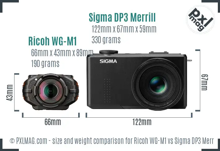 Ricoh WG-M1 vs Sigma DP3 Merrill size comparison