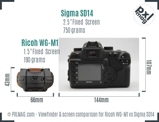 Ricoh WG-M1 vs Sigma SD14 Screen and Viewfinder comparison