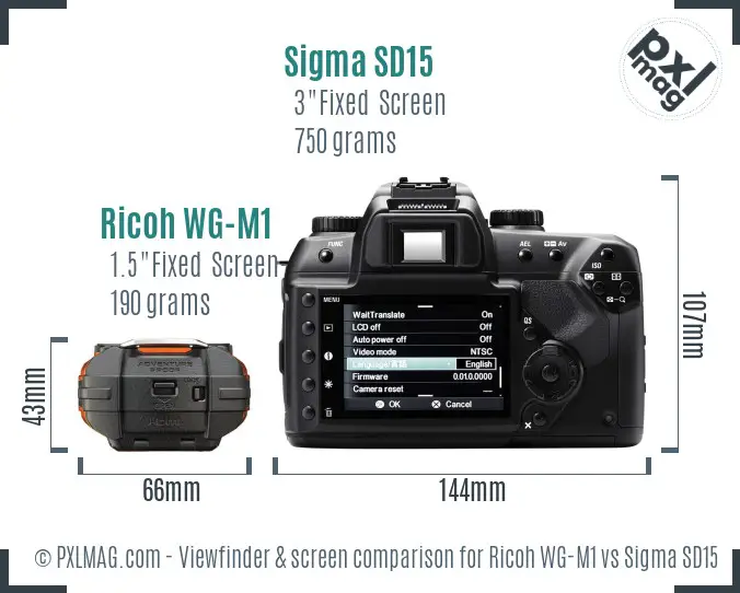 Ricoh WG-M1 vs Sigma SD15 Screen and Viewfinder comparison