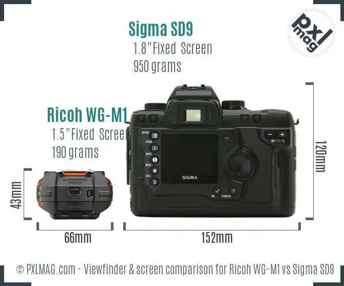 Ricoh WG-M1 vs Sigma SD9 Screen and Viewfinder comparison
