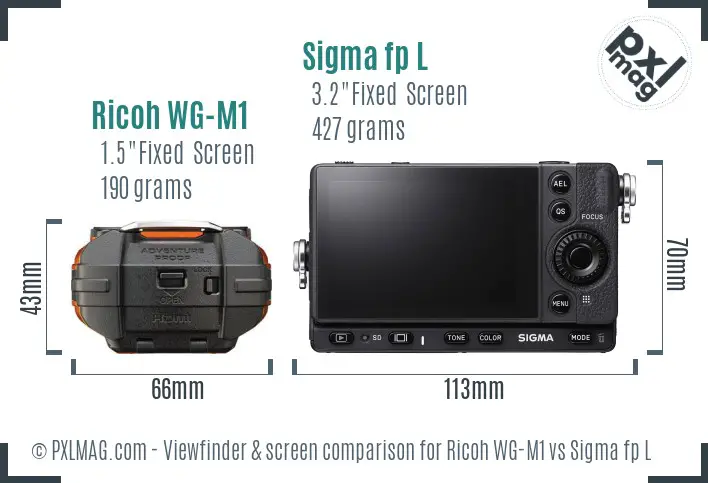 Ricoh WG-M1 vs Sigma fp L Screen and Viewfinder comparison