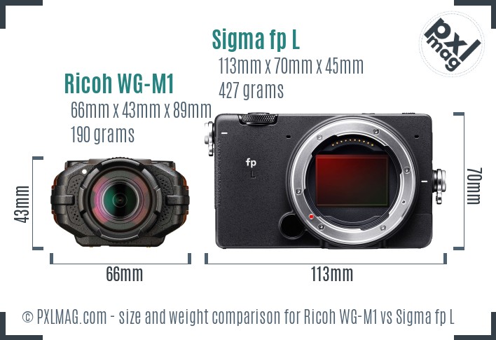 Ricoh WG-M1 vs Sigma fp L size comparison