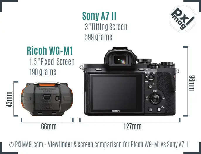 Ricoh WG-M1 vs Sony A7 II Screen and Viewfinder comparison