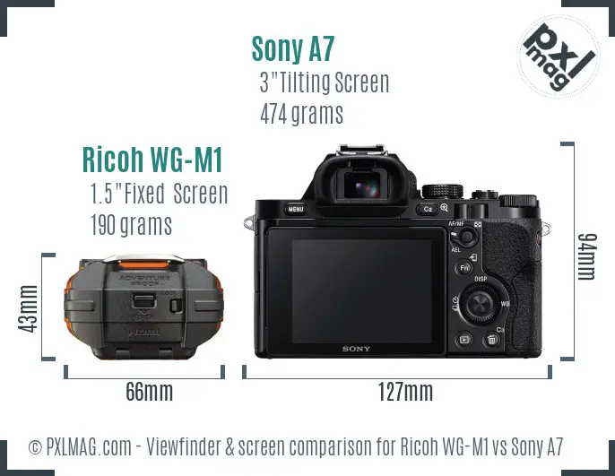 Ricoh WG-M1 vs Sony A7 Screen and Viewfinder comparison