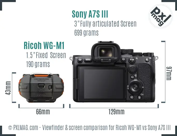 Ricoh WG-M1 vs Sony A7S III Screen and Viewfinder comparison