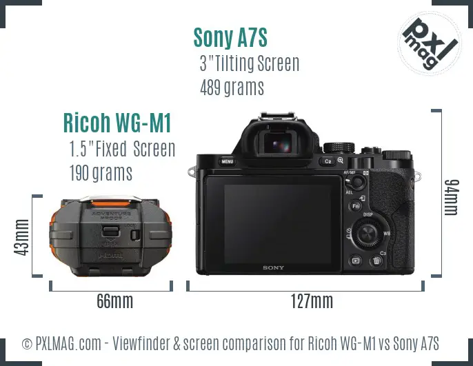 Ricoh WG-M1 vs Sony A7S Screen and Viewfinder comparison