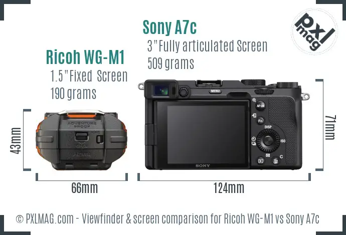 Ricoh WG-M1 vs Sony A7c Screen and Viewfinder comparison