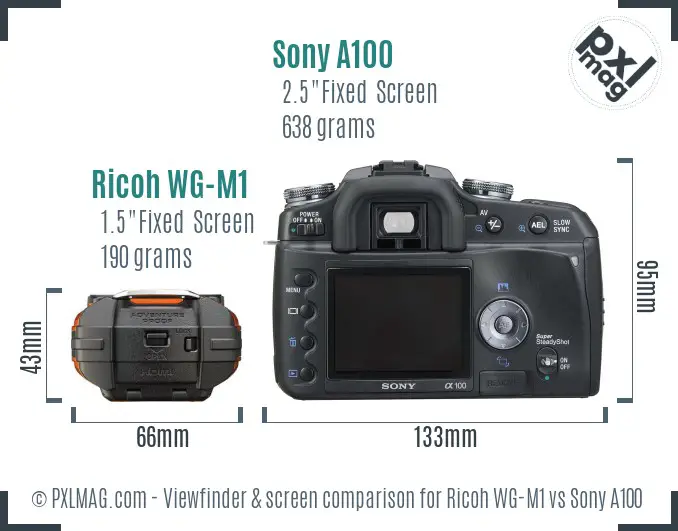 Ricoh WG-M1 vs Sony A100 Screen and Viewfinder comparison