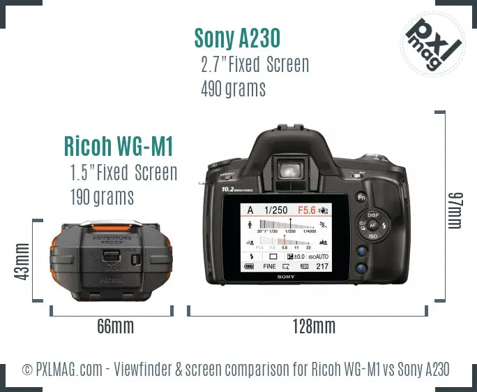 Ricoh WG-M1 vs Sony A230 Screen and Viewfinder comparison
