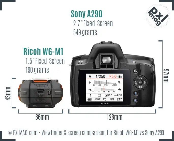 Ricoh WG-M1 vs Sony A290 Screen and Viewfinder comparison