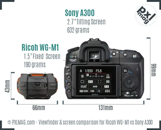 Ricoh WG-M1 vs Sony A300 Screen and Viewfinder comparison