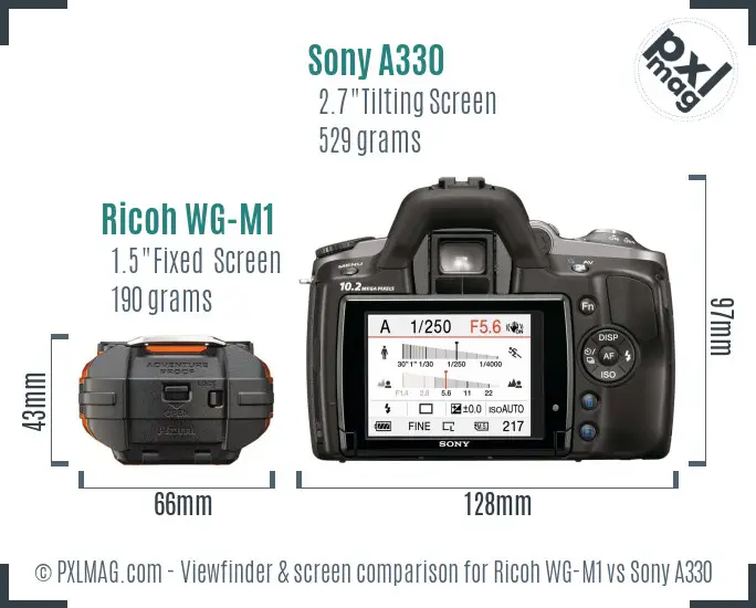 Ricoh WG-M1 vs Sony A330 Screen and Viewfinder comparison Ricoh WG-M1 vs Sony A330 Screen and Viewfinder comparison